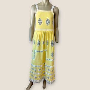 Misslook Laced Sleeveless Maxi Sundress Strappy Womens S Yellow Bohemian Aztec